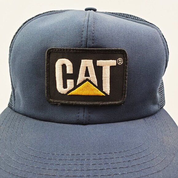 CAT Vintage Trucker Hat Snapback USA Blue Mesh Foam Caterpillar Tonkin NWOT - Picture 8 of 13